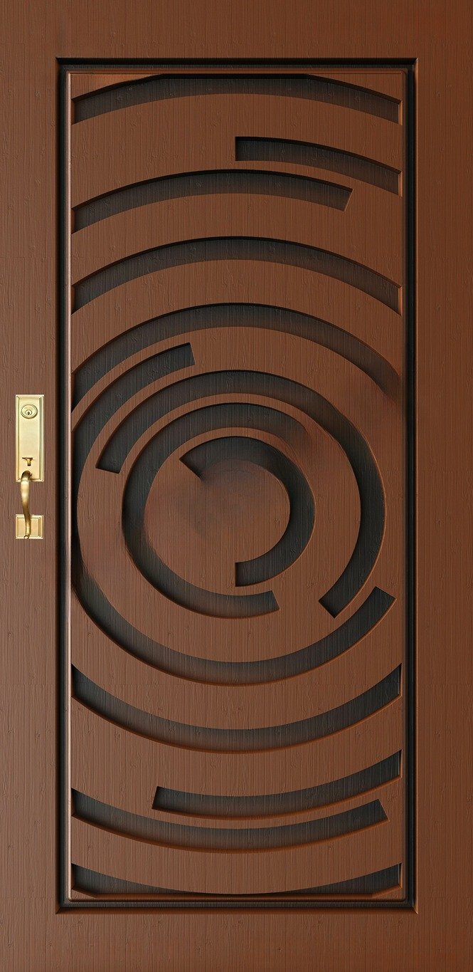 Doors - SKY-74 Modern Geometric Concentric Circle Abstract Entryway 3D Model